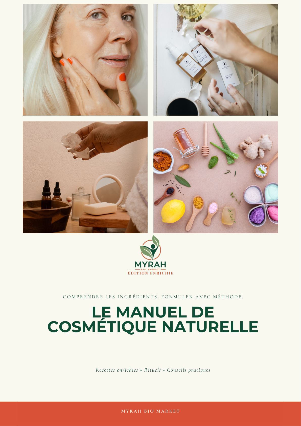Couverture du manuel Myrah de cosmétique naturelle, édition enrichie.